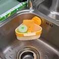 thumbnail image 3 of Yellow Kitchen Sink Corner Drain Basket with One-Touch Lid - Vacuum Suction Cup Mount, Double-Layer Separation for Food Waste Filtering, Removable Drain Net & Multi-Purpose Storage - No-Tool, 3 of 6