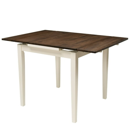 CorLiving Dillon Extendable Dark Brown and Cream Dining Table with Two 8in Leaves