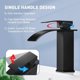 thumbnail image 2 of Modern Black Waterfall Basin Faucet, Elegant Design Bathroom Faucet, Brass Bathroom Mixer Tap, Hot and Cold Water Available, Black Waterfall Faucet, A, 2 of 5