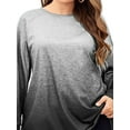 thumbnail image 3 of DYMADE Women Plus Size Loose Long Sleeve Gradient T-shirt Crew Neck Pullover Top, 3 of 4