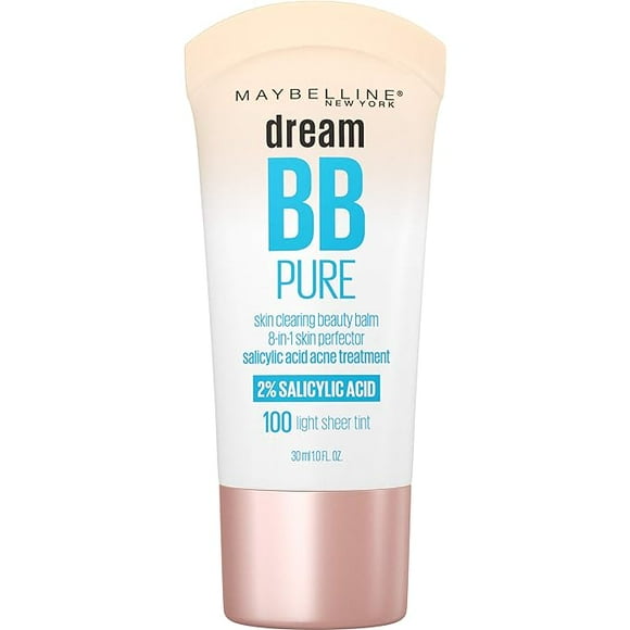 Maybelline New York Dream Pure Skin Clearing BB Cream, 8-in-1 Skin Perfecting Beauty Balm With 2% Salicylic Acid, Sheer Tint Coverage, Oil-Free, Light, 1 Count