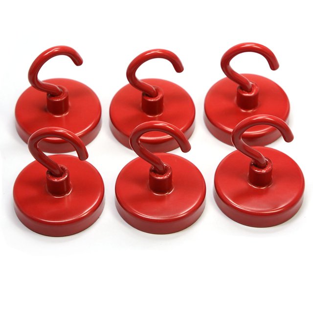 Ganchos magnéticos CMS MAGNETICS de 32 mm, cerámica roja, 2,3 kg, transparente