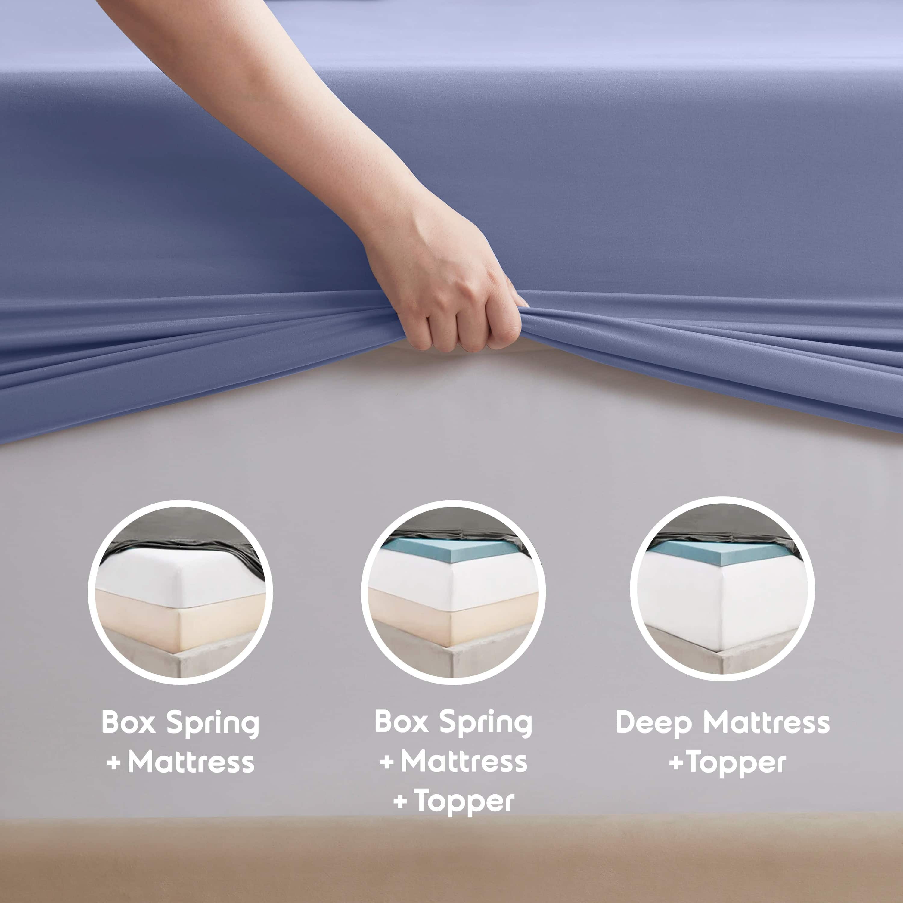 LammaLoe Extra Deep Pocket Twin XL Sheets set, Fits 18"-24" Mattress, 4 Piece Soft Microfiber Bed Sheet Sets, Steel Blue
