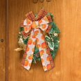 thumbnail image 5 of 2Pcs Fall Thanksgiving Halloween Wreath Bow, Large Pre-Tied Checkered Ribbon Swag Bow for Front Door, Indoor Living Room, Outdoor Courtyard Decoration, Autumn Holiday Ornament for Home, Porch, Mantel, 5 of 5