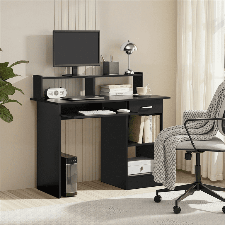 Yaheetech Home Office Computer Desk with Storage, Black photo 7