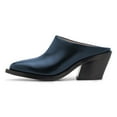 thumbnail image 3 of YDN Women Basic Slip On Backless Clogs Mules Chunky Mid Heels Closed Pointed Toe Slippers Party Shopping Indoor Shoes Size 6 Blue, 3 of 5