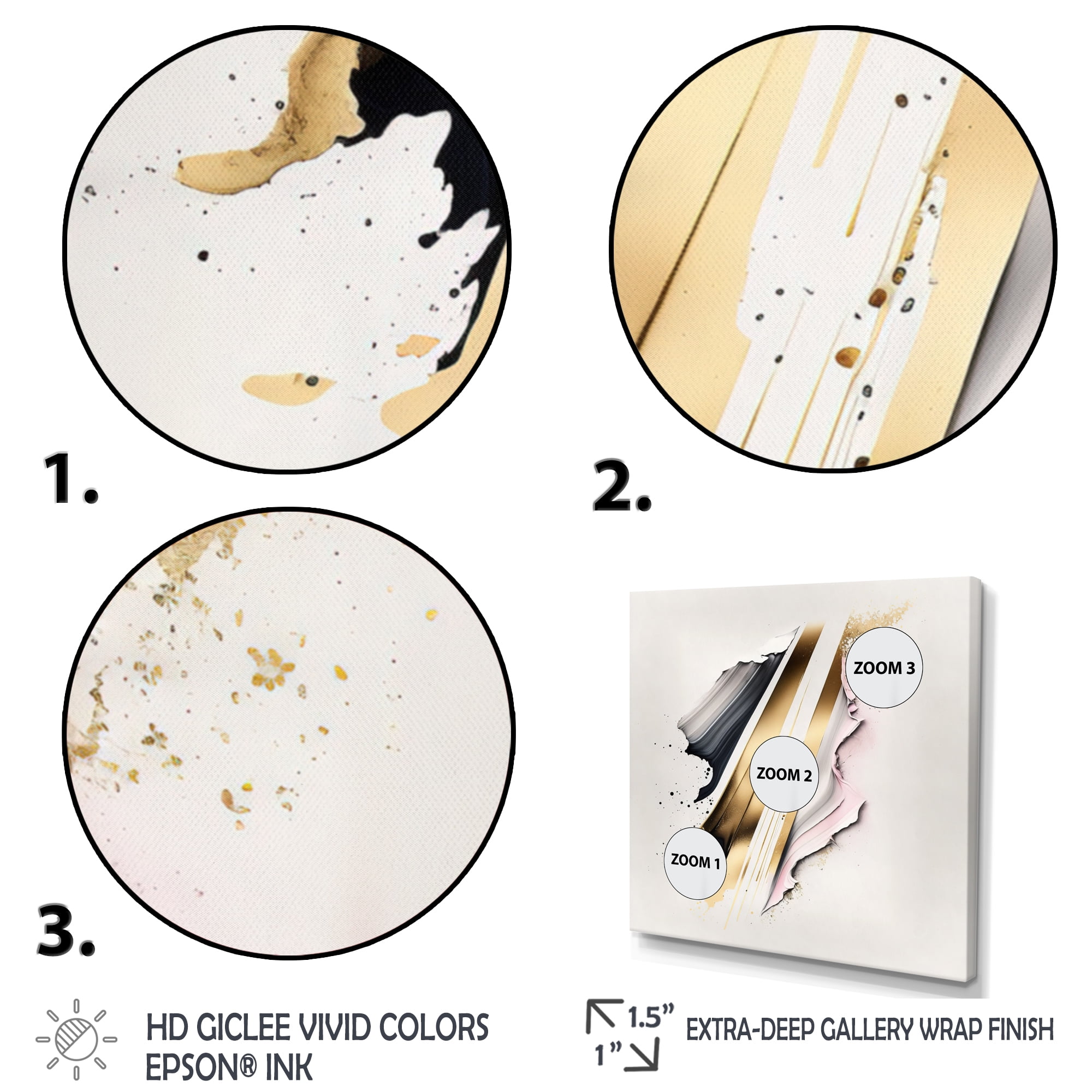 Designart Abstract Geode Watercolor Gold I Canvas Wall Art