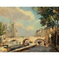 thumbnail image 2 of Albert Lebourg 18x15 Black Ornate Wood Framed Double Matted Museum Art Print Titled - The Saint-Michel and Notre-Dame Bridge, Seen from the Quai Des Grands-Augustins (1890), 2 of 5