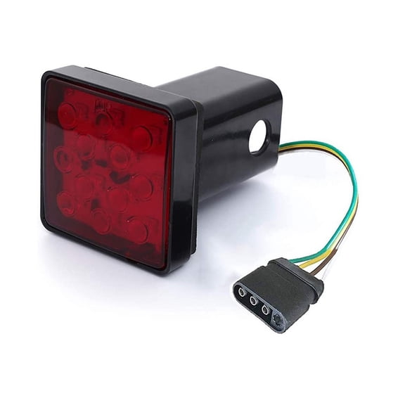 12LED Car Red Brake Light DRL Trailer Truck Hitch Cover 2Inch Towing Hauling Rear Tail Strobe Light Waterproof Taillight