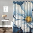 thumbnail image 2 of Fenyluxe White Flower Blue Background Yellow Center Pretty Shower Curtain 100% Polyester Fiber with Hooks Bathroom Washable Decor, 2 of 7