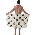 thumbnail image 7 of Colevkie Men's Quick Drying Bath Skirt & Shower Towel Set Soft and Absorbent Beach Towel Shower Skirt Bath Wrap Set for Spa Sauna Home 2 Pcs Printed Puppy Footprints Pattern, 7 of 7
