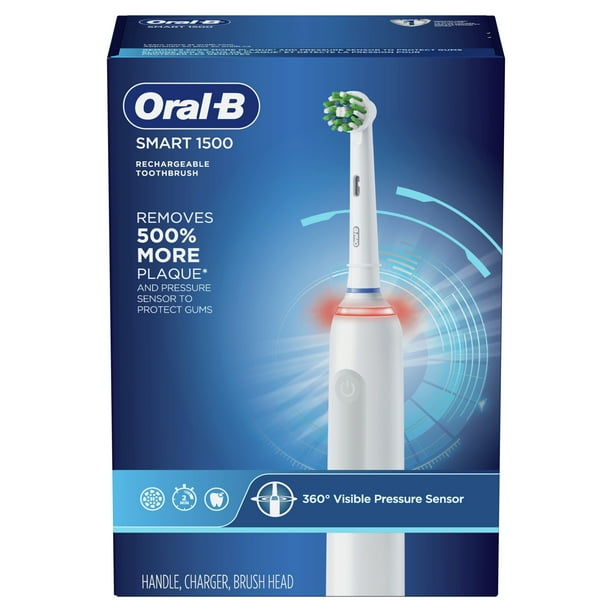 OralB Pro 1500 Rechargeable Electric Toothbrush, White, 1 Ct