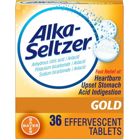Alka-Seltzer Gold Effervescent Tablets, Relief of Heartburn, Acid Indigestion, and Upset Stomach, 36 (Best Way To Get Rid Of Acid Indigestion)