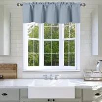 1 Pc Blackout thermal valance for short window curtain rod pocket for kitchen/bathroom/restaurant/school 54" x 18" inch