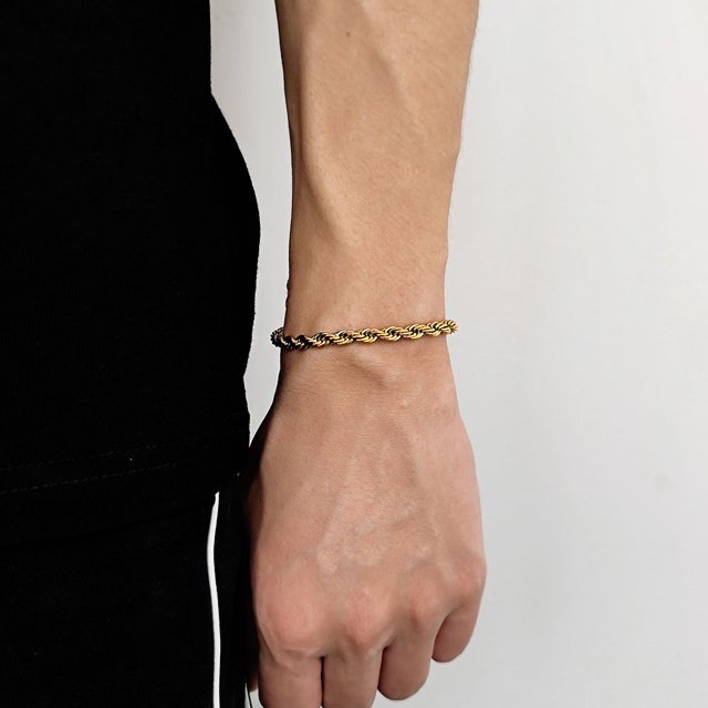 Pulsera de cadena trenzada de acero inoxidable para hombre y mujer, brazalete Retro de Color dorado, accesorios de joyería de moda, estilo Hip Hop