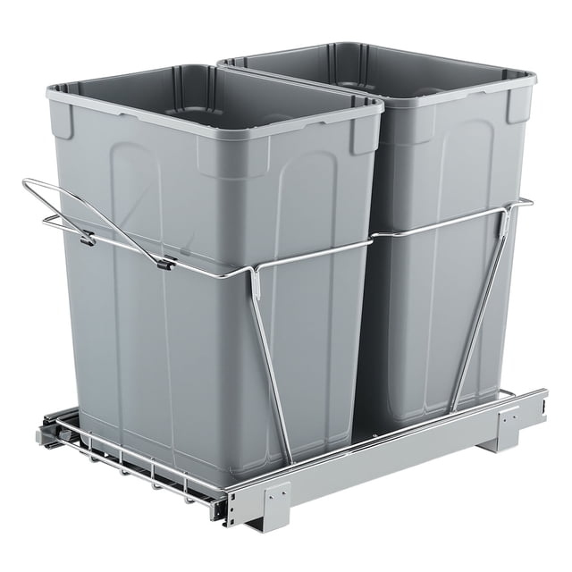 VEVOR Double 35QTx2 Pullout Waste Container Under Cabinet Kitchen Trash Can Soft Close