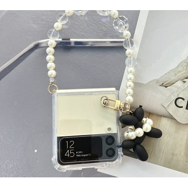 Case for Galaxy Z Flip 3 5G, Clear Slim Hard Back Case Cover with Cute Dog Keychain & Hand Strap, Anti Scratch Shockproof Support Wireless Charging, Conque for Samsung Galaxy Z Flip 3 5G 2021