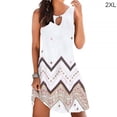 thumbnail image 5 of Robe Bohème Femme Vêtements de Plage Robe de Plage Sans Manches Robe Bohème Mini Sans Manches, Blanc, Rayé, P, 5 of 5