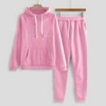 thumbnail image 3 of Amtdh 2 Piece Sweatsuits for Womens Clearance Solid Color Pocket Drawstring Pullover Sweatpant Set Lounge Tracksuit Casual Plus Size Lightweight Loose Ladies Outfits Fall Winter 2023 Pink_b XL, 3 of 3