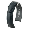 thumbnail image 2 of HIRSCH Camelgrain Hypoallergenic Leather Watch Strap - Black Band / Silver Buckle - XL - 16mm, 2 of 7