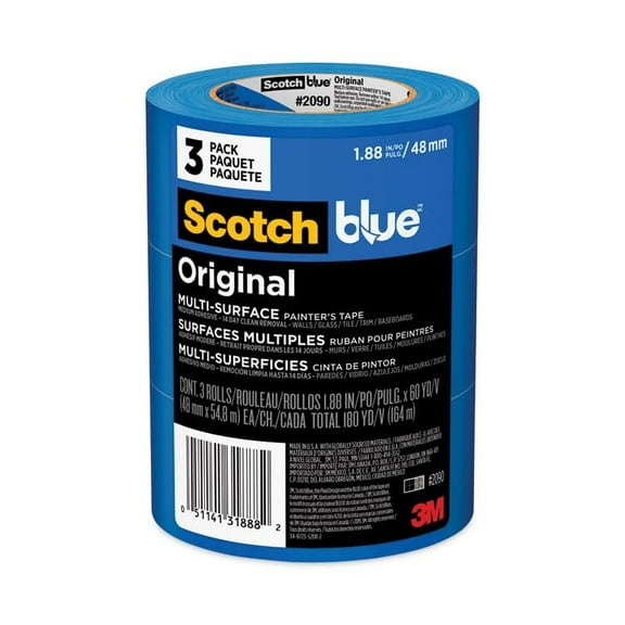 Scotch 209048EVP Painter's Tape, 1.88-Inch x 60yds, 3-Inch Core, Blue, 3/Pack
