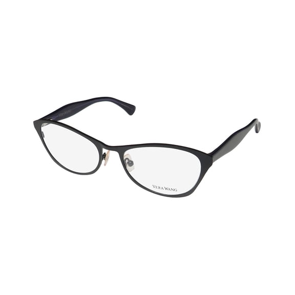 NEW VERA WANG V385 WOMENS/LADIES CAT EYE FULL-RIM BLACK FRAME DEMO LENSES 51-17-137 FLEXIBLE HINGES EYEGLASSES/EYEWEAR