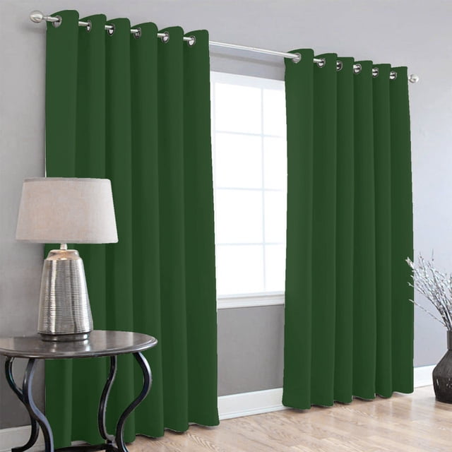 Cortinas Blackout 275cm Ancho X 215cm De Largo En 2 Paneles, 100% Microfibra Poliéster VERDE MILITAR