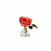 Open Rose In Bottle Vase - Salmon