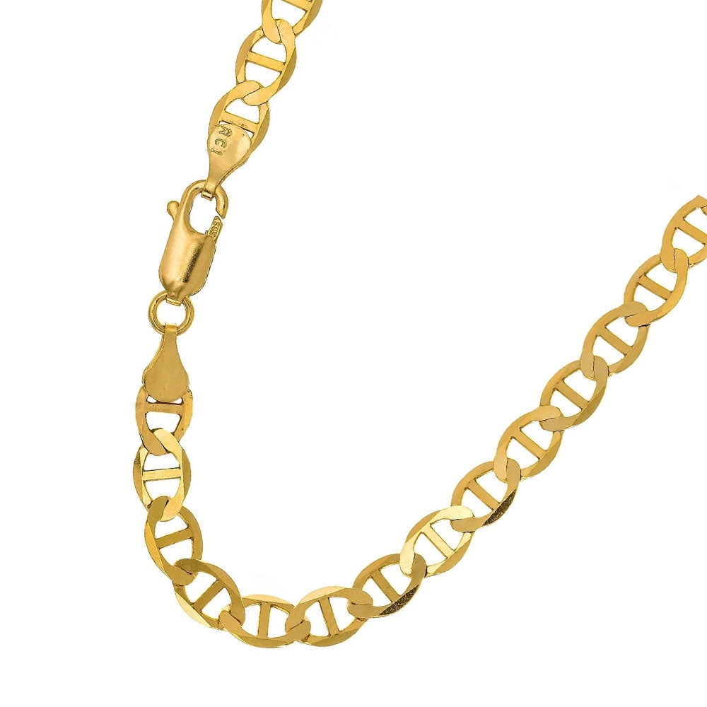 Free Shipping! 10k and 14k Solid Yellow Gold 1.2mm  5.5mm Mariner Link Chain Necklace, Lobster Claw 24"  (图4)