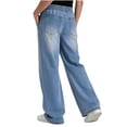 thumbnail image 6 of DeHolifer Jeans for Men Loose Wide Leg Baggy Bell Bottom Denim Pants Stretch Flared Leg Jeans Streetwear Light Blue 2XL, 6 of 6