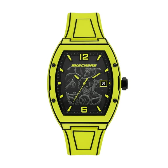 Skechers Men's Tellem Three-Hand Date Yellow Plastic Watch