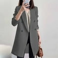 thumbnail image 2 of Lovzfmll Veste Décontractée pour Femmes, Col Rabattu, Manches Longues, Manteau Uni Gris, TP, 2 of 5
