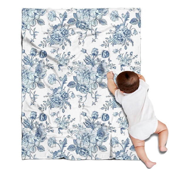 Pioneer Flower Floral Print Pattern Blanket,Comfortable Soft Flannel Throw Blanket,All Season,Warm Lightweight Blankets for Sofa Bed Couch Living Room Chair,30"x40"