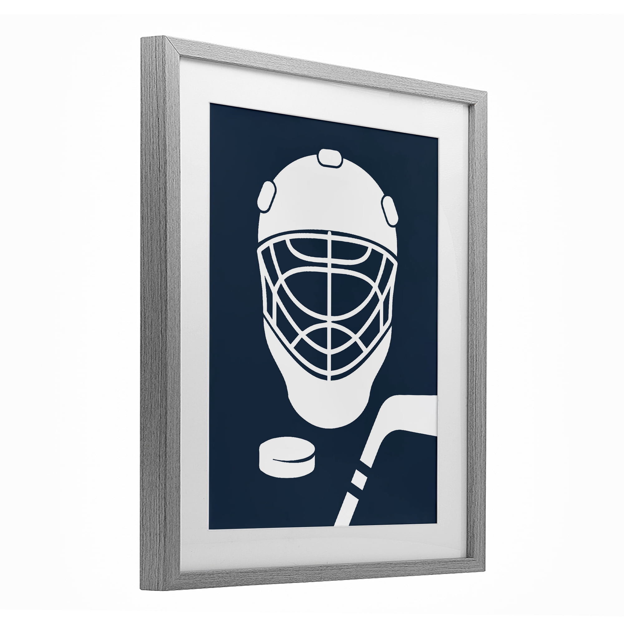 Stupell Industries Hockey Mask Blue & White Gray Framed Print Under Glass, design by Melody Hogan
