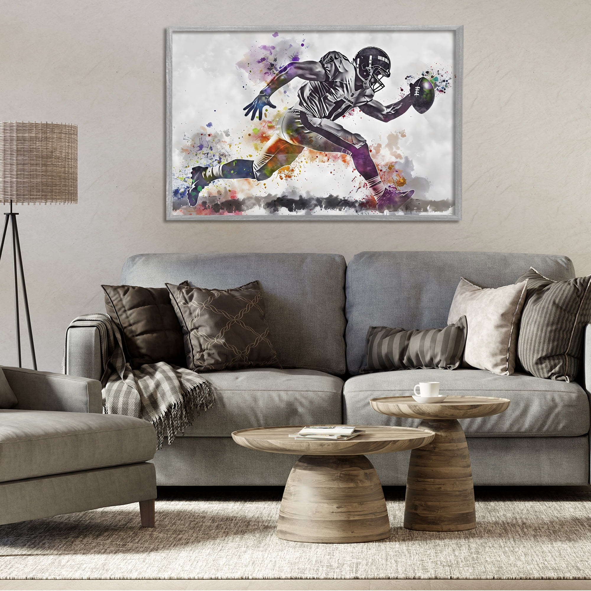 Stupell Industries Endurance Football Sprint Gray Framed Giclee Art, design by Creative Studio