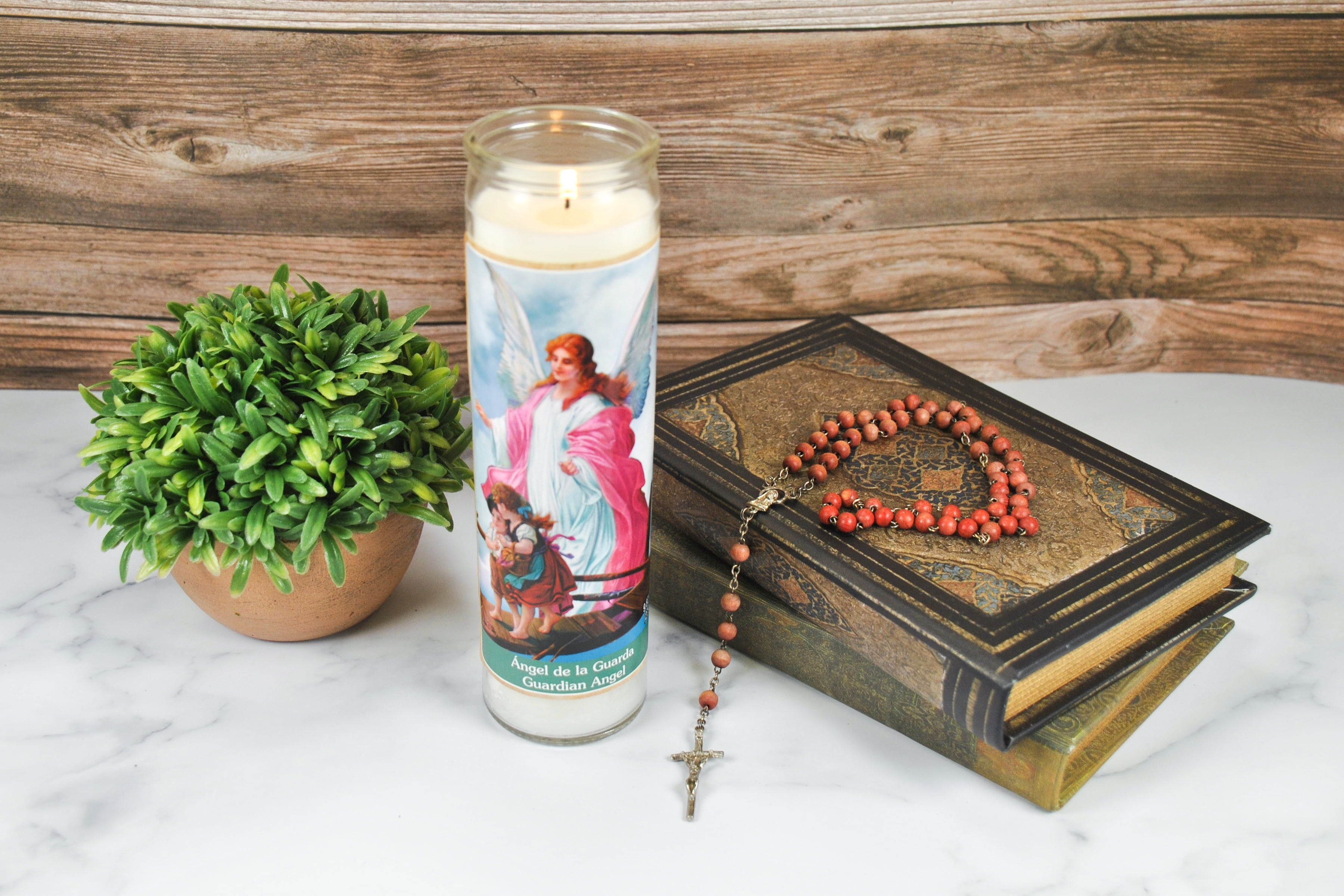 (2 pack) Prayer Candle Guardian White Wax, 8 Inch