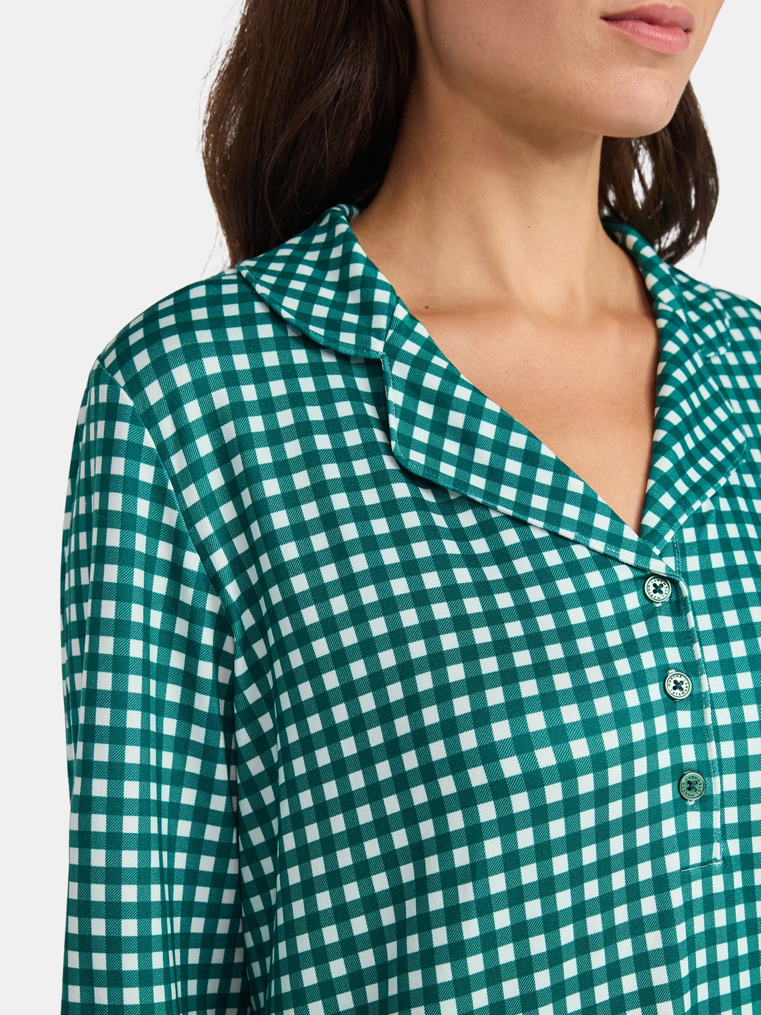 Martha Stewart Everyday Women's Henley Sleepshirt with Long Sleeves, Sizes S-XXL