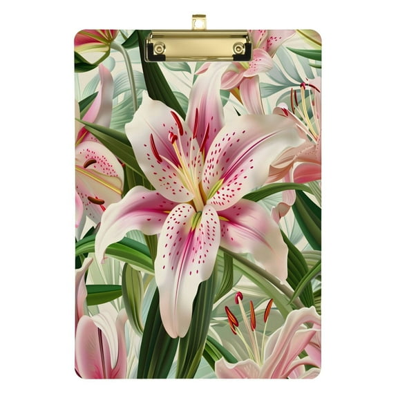 Blossom Lily Flower Acrylic Clipboards A4 Standard Letter Size Clipboard 12.5" X 9" Clip Board for Students Teacher Office