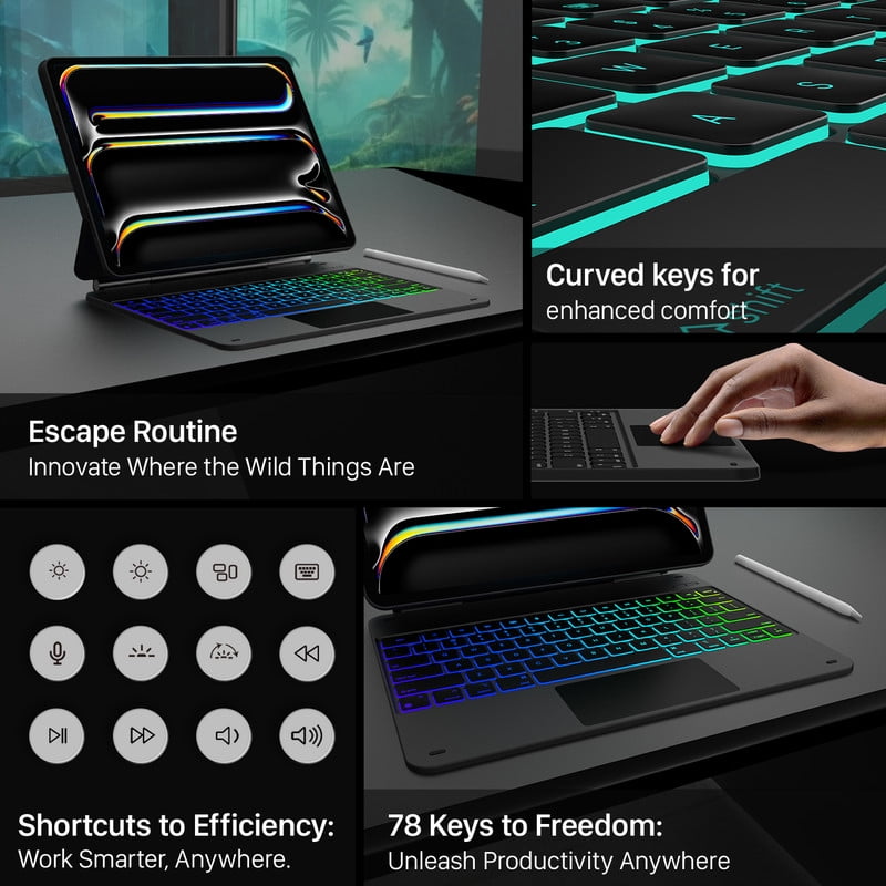 typecase Magic Keyboard Case for iPad Pro 13-inch (M4, 2024), Magnetic Stand, Multi-Touch Trackpad, 11 Colors Backlight with Pencil Holder (Black)