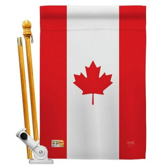 BD-CY-HS-108008-IP-BO-D-US13-BD 28 x 40 in. Canada Flags of the World Nationality Impressions Decorative Vertical Double Sided House Flag Set with Pole Bracket & Hardware