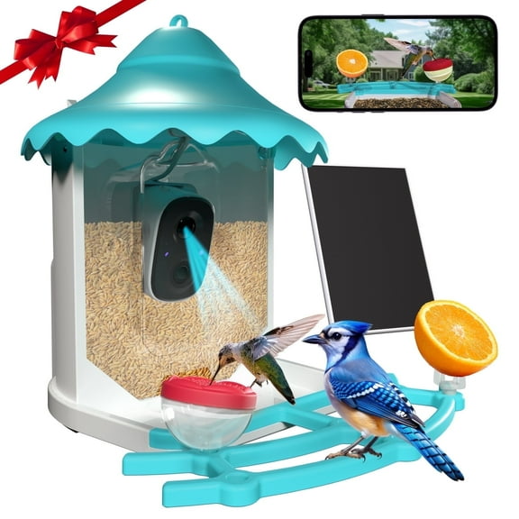 MISA Solar Powered Smart Bird Feeder with AI Camera, Squirrel Deterrent, Bird Songs & Species Recognition