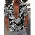 thumbnail image 3 of Camisa de hombre Camisa gráfica Camisa hawaiana Estampado floral Camisa de exterior de manga corta con botones Ropa estampada Casual Transpirable, 3 of 4