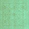thumbnail image 1 of Ahgly Company Indoor Square Oriental Turquoise Blue Traditional Area Rugs, 5' Square, 1 of 4