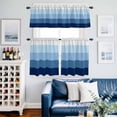 thumbnail image 2 of Blue Ombre Kitchen Curtains Sets for Windows 24 Inch Length, Modern Abstract Art Farmhouse Striped Rod Pocket Window Treatments Tier Curtains and Valances Set for Bedroom/Bathroom, 2 of 8