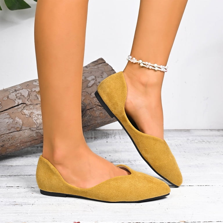 Felirenzacia Womens Faux Suede Slip-On Pointed Toe Flats Shoes, Womens Semi Formal Shoes, Low-Cut Vamp Dress Flats shoes for Ladies, Women's, Size: 41