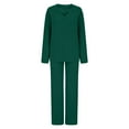 thumbnail image 6 of AherBiu Women Fleece Pajamas Sets Long Sleeve V Neck Tops with Pants Sleepwear 2 Piece Lounge Outfits, 6 of 7