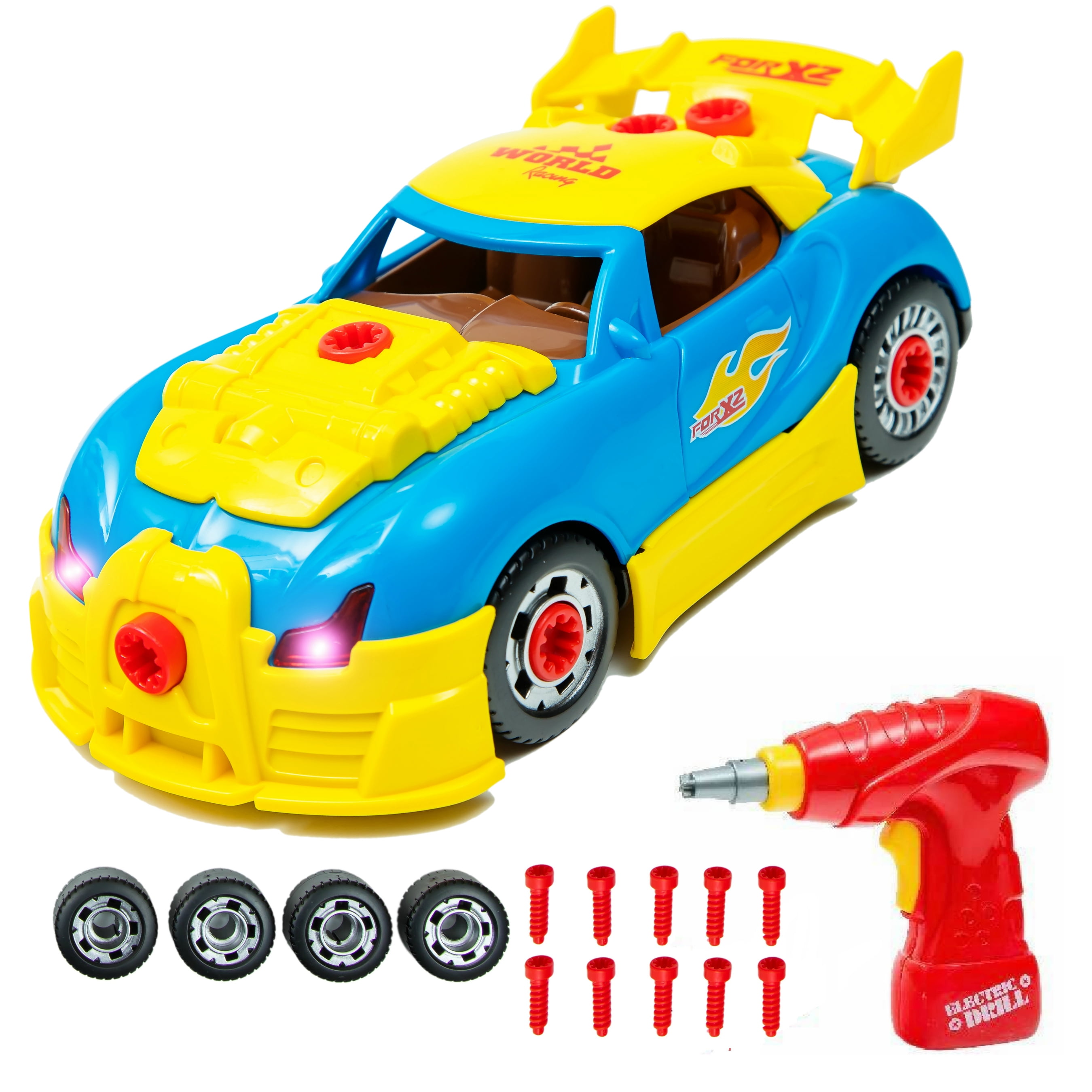 NEW CAR WITH DRILL TOOLS TAKE APART RACING CARS TOY FOR BOYS KIDS AGE 3 4 5 6 7 