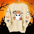 thumbnail image 5 of XSMGTUI Halloween Women's Sweatshirt Fall Ghost Fall Pumpkin Long Sleeve Casual Witch Bat Oversized Pullover Soft Comfortable Shirts Cute Vintage Graphic Top, 5 of 8