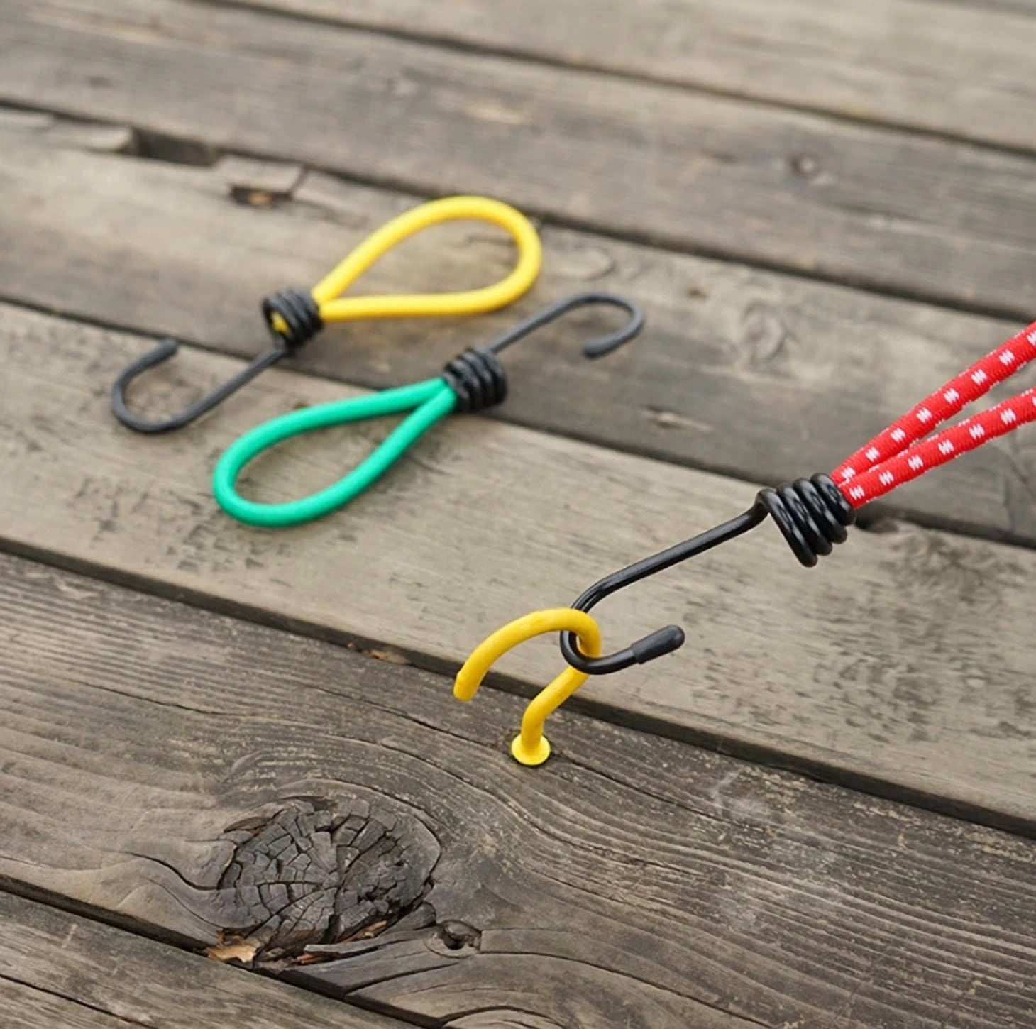 6Pcs Outdoor Tent Peg Bend Hook Camping Accessory Stretchable Elastic Pull Rope