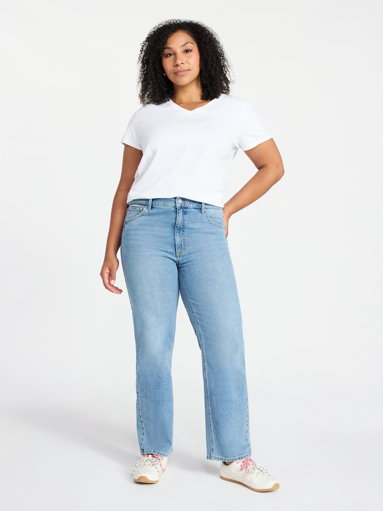 Time and Tru Women's High Rise Straight Leg Jeans, 30" Inseam Regular, Sizes 0-20, 10S-16S